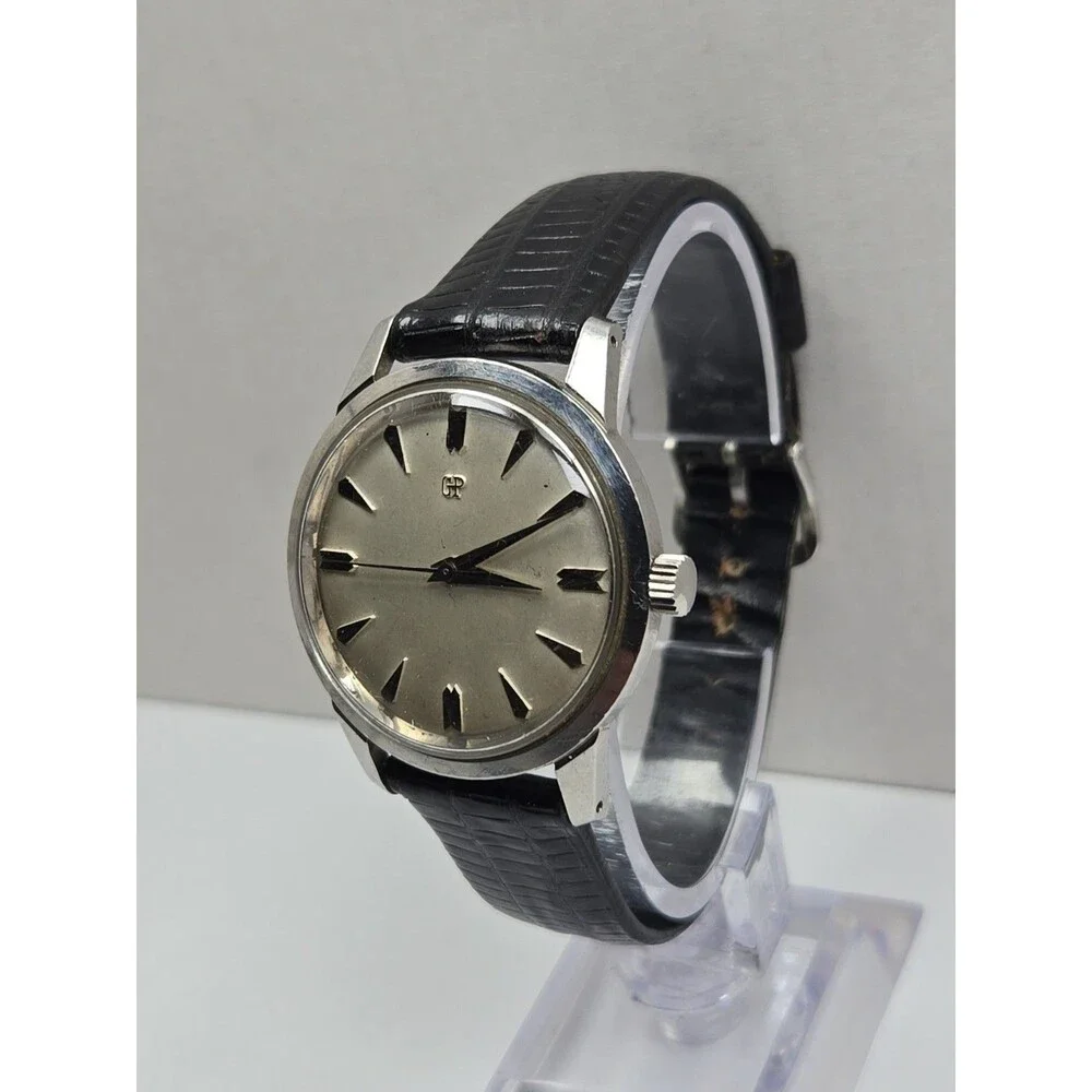 Vintage Girard Perregaux Mens Swiss Manual Wind Stainless Steel Dress Watch Runs